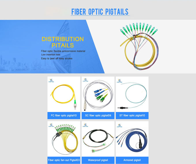 Bunch Bundle Fan Out LC Fiber Optic Pigtails 12 Cores For Terminal Distribution Box