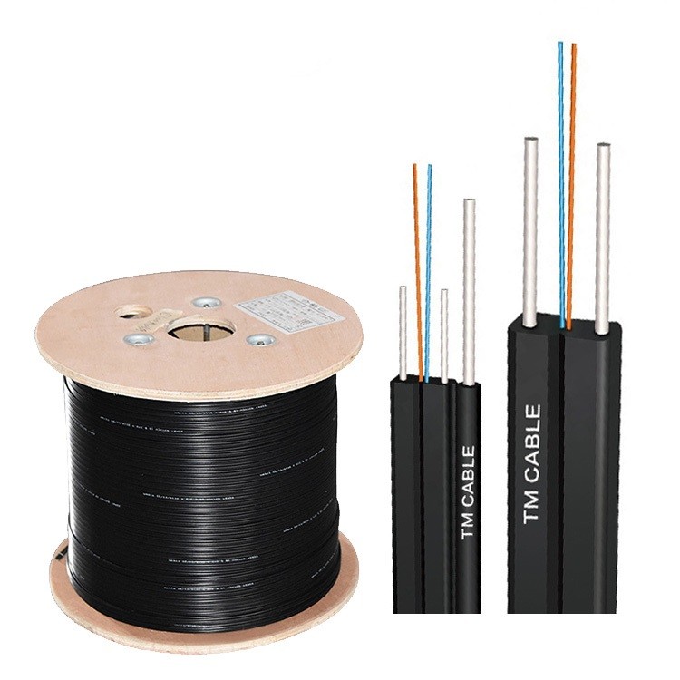FTTH Flat Drop Fiber Optic Cable Single Mode 4 Cores Novel Groove Design